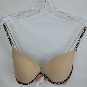 Victoria’s Secret Very Sexy 36D Padded Push-up Nude Leopard Straps Underwire
